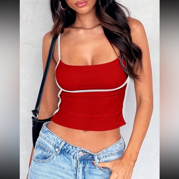 Color block pink casual tank top - Picture 16 of 16